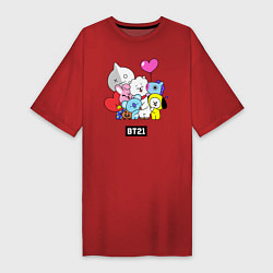 Футболка женская-платье BT21, цвет: красный