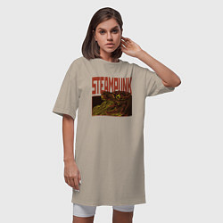 Футболка женская-платье Стимпанк Дино Steampunk T-Rex Z, цвет: миндальный — фото 2