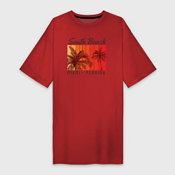 Футболка женская-платье Майами - Флорида, цвет: красный