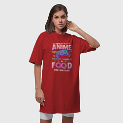 Футболка женская-платье Anime Video Games Or Food, цвет: красный — фото 2