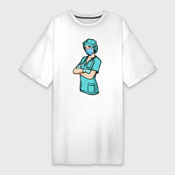 Футболка женская-платье Медсестра Медработник Z, цвет: белый