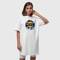 Футболка женская-платье Пиратский знак из One Piece, цвет: белый — фото 2