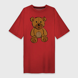 Футболка женская-платье Плюшевый медведь, цвет: красный