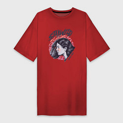 Футболка женская-платье Девушка - пантера StayWild, цвет: красный