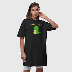 Футболка женская-платье Пивозаврик, цвет: черный — фото 2