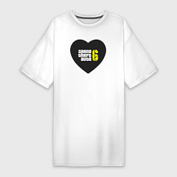 Футболка женская-платье GTA 6: Heart, цвет: белый