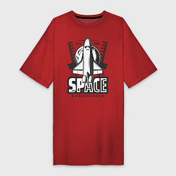 Футболка женская-платье Космический корабль, цвет: красный