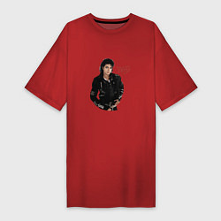 Футболка женская-платье BAD Майкл Джексон, цвет: красный