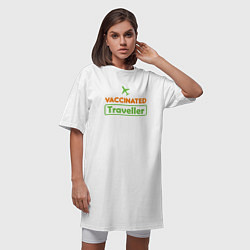 Футболка женская-платье Вакцинированный турист, цвет: белый — фото 2