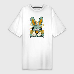 Футболка женская-платье Безумный кролик, цвет: белый