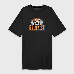 Футболка женская-платье Football Tigers, цвет: черный