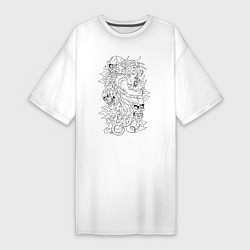 Женская футболка-платье Tiger & Skulls tattoo