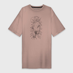 Женская футболка-платье Пантера в джунглях тату