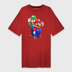 Футболка женская-платье Mario Bros, цвет: красный