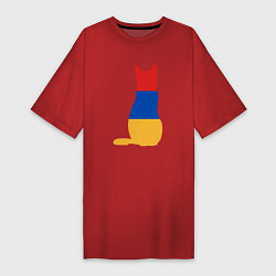 Футболка женская-платье Армянский Кот, цвет: красный