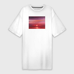 Женская футболка-платье Сочный закат на море