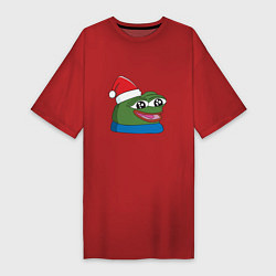 Женская футболка-платье Pepe, pepe happy, Пепе хеппи, pepe happy new year