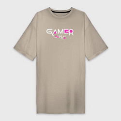 Футболка женская-платье Squid Game: Gamer, цвет: миндальный