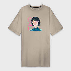 Женская футболка-платье Игра в кальмара - девушка