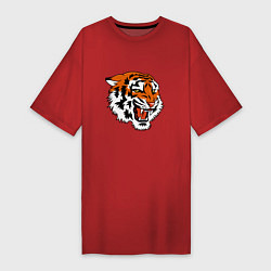 Футболка женская-платье Smiling Tiger, цвет: красный