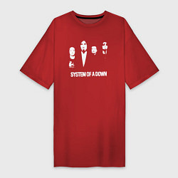Футболка женская-платье Состав группы System of a Down, цвет: красный