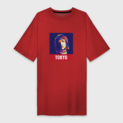 Футболка женская-платье Tokyo - Токио, цвет: красный