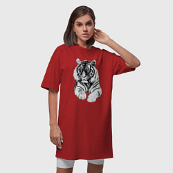 Футболка женская-платье Тигр белый, цвет: красный — фото 2