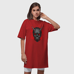 Футболка женская-платье SHLSHK Cyber Skull Collection, цвет: красный — фото 2