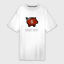 Футболка женская-платье Money Heist Pig, цвет: белый