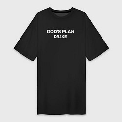 Футболка женская-платье Gods Plane, Drake, цвет: черный