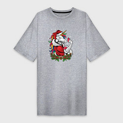 Женская футболка-платье Unicorn Santa