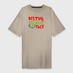 Женская футболка-платье Resting Grinch Face Новогодний