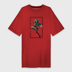 Футболка женская-платье Микаса Аккерман Атака на титанов, цвет: красный