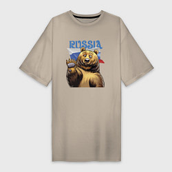 Женская футболка-платье Прикольный русский медвежара