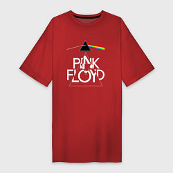 Футболка женская-платье PINK FLOYD LOGO ПИНК ФЛОЙД, цвет: красный