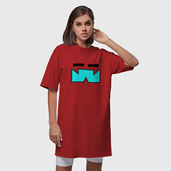 Футболка женская-платье GEOMETRY DASH КЛАССИКА СМАЙЛ, цвет: красный — фото 2