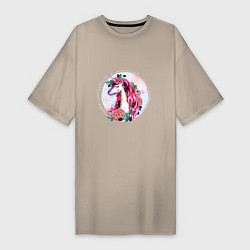 Женская футболка-платье Единорог среди цветов и ягод Акварель
