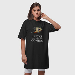 Футболка женская-платье Ducks Are Coming, Анахайм Дакс, Anaheim Ducks, цвет: черный — фото 2
