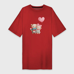 Женская футболка-платье Влюбленные медвежата
