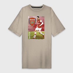 Футболка женская-платье Arsenal, Mesut Ozil, цвет: миндальный
