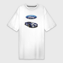 Футболка женская-платье Ford Racing team, цвет: белый