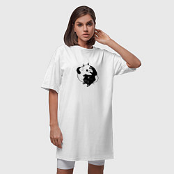 Футболка женская-платье Yin Yang Black And White Cats, цвет: белый — фото 2