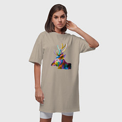 Футболка женская-платье Цветной олень Colored Deer, цвет: миндальный — фото 2