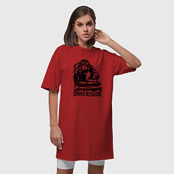 Футболка женская-платье Обезьяна диджей, цвет: красный — фото 2