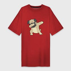 Женская футболка-платье Дэббинг мопс в чёрных очках - Dabbing dog