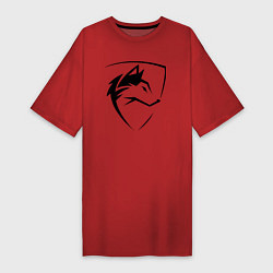 Футболка женская-платье Wolf Emblem Jaw, цвет: красный