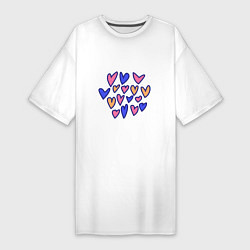 Женская футболка-платье Дудл Сердечки