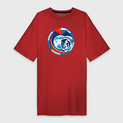 Футболка женская-платье Первый Космонавт Юрий Гагарин 1, цвет: красный
