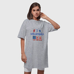 Футболка женская-платье USA - Volleyball, цвет: меланж — фото 2