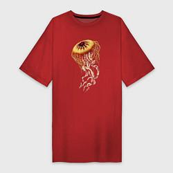 Футболка женская-платье Морская медуза, цвет: красный